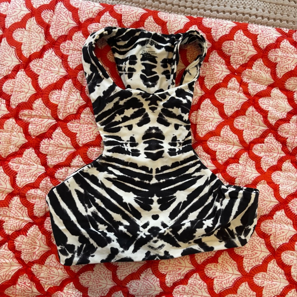 Mikoh Black & White Zebra-Print High-Neck Bikini Top